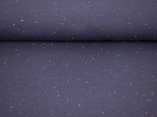Navy blauer Sweat, der mit kleinen Roten, Orangen und Gelben Pünktchen die etwas erhaben sind, versehen ist.
